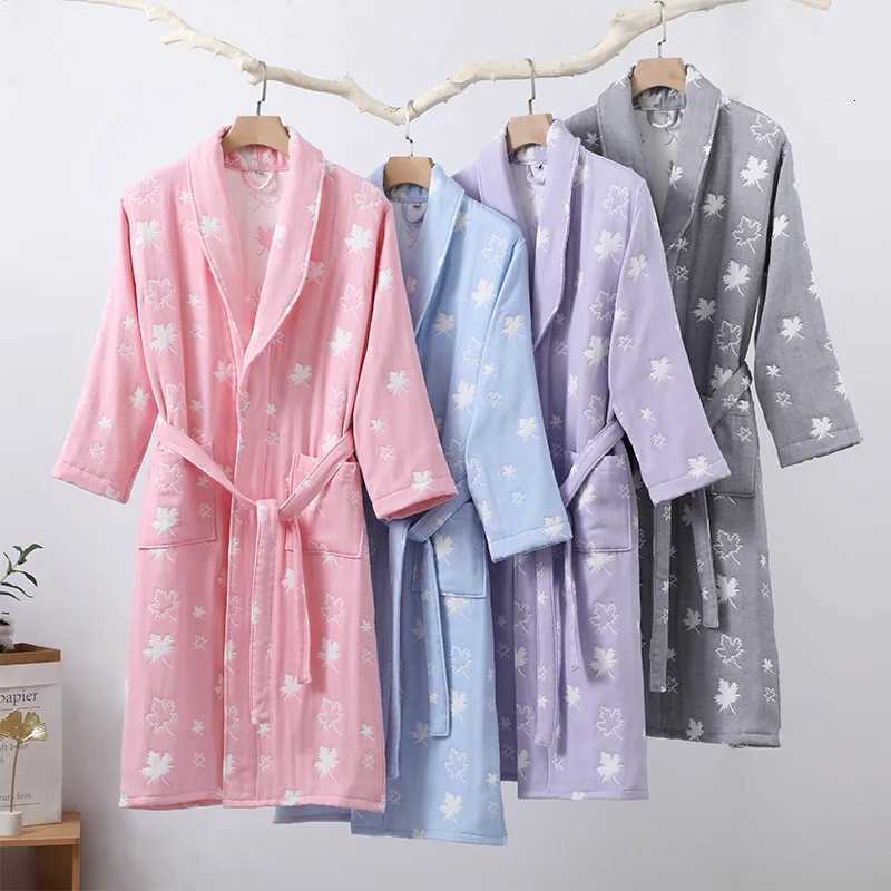 Female 100 Cotton Kimono Robe Autumn Winter New Women Nightgown Sexy Home Bathrobe Ladies Sleepwear Layers Gauze Sleepshirts C251104