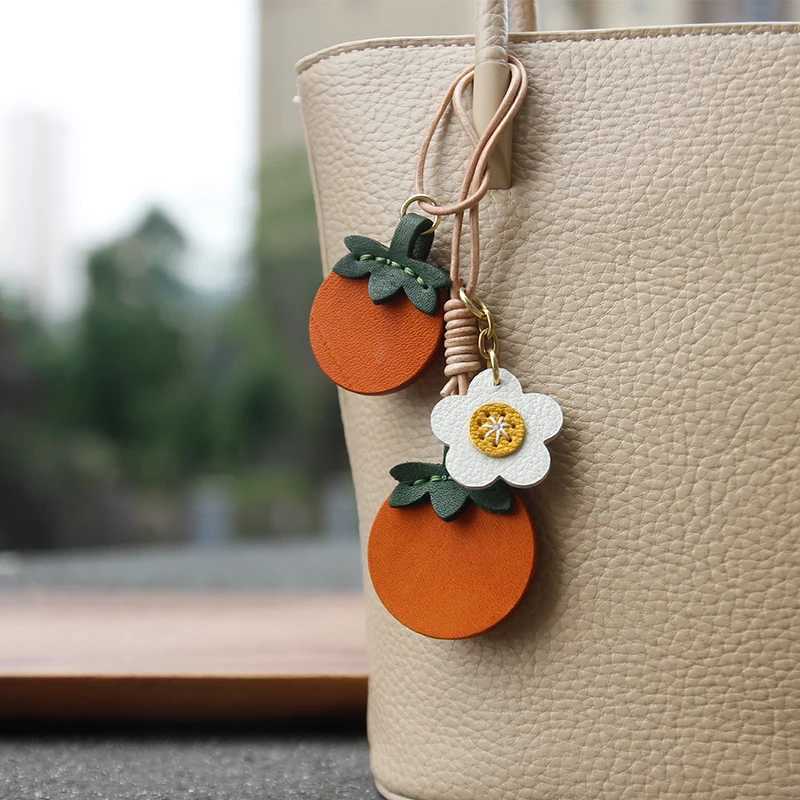 handmade leather persimmon bag pendant hanging ornament cute accessory ornament keychain exquisite decoration gift C251104