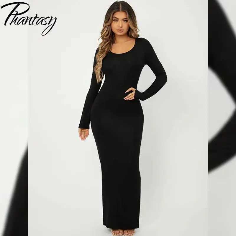 Phantasy Women Sexy Elegance Knitted Long Dress Office Lady Designer Long Slve Dress Girl Fashion Black Slim Dress Clothes X2504031