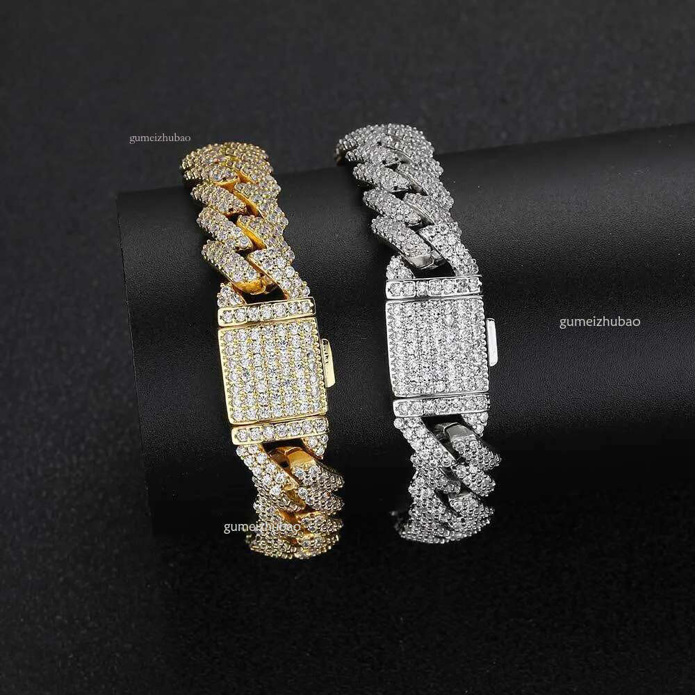 iced out k bracelet for men micro inlaid bg dia 10mm 12mm 14mm width cuban chain bracelets hip hop mens designer jewelry woman Christmas gift