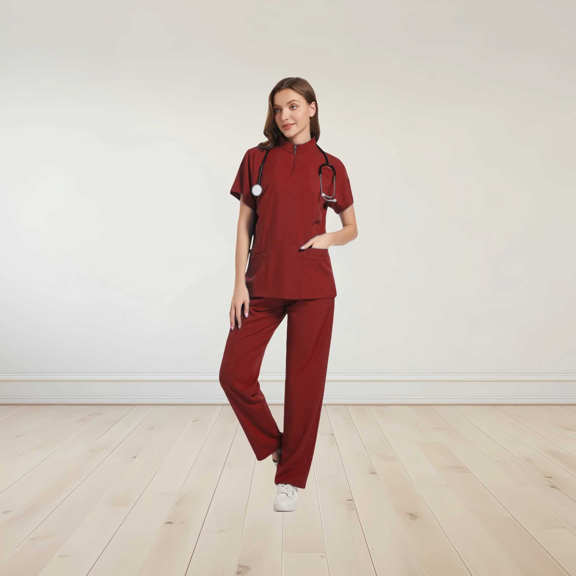 Summer Anti-Wrinkle Premium Fabric Clinical Nurse Uniforms Medical Scrubs Sets Surgical Blouse Grooming Doctor Uniforms Dentist W251104