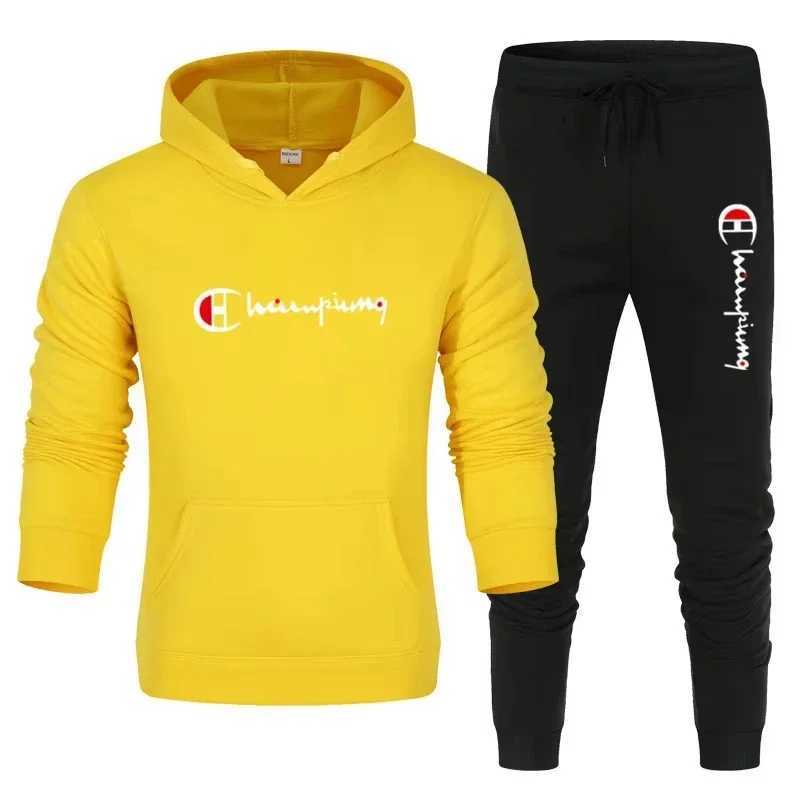 2025 Mens Tracksuit Hooded SweatshirtSweatpants 2 Pcs Sets Sports Suit Casual Jogger Sportswear 2 Piece Male Streetwear Sets J251104