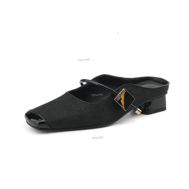 New Designer Sandals With Free Shipping Square Toe With Temperament Women's Shoes 2025 Summer New Heel Chinese Style Versatile Thick Heel Slipper