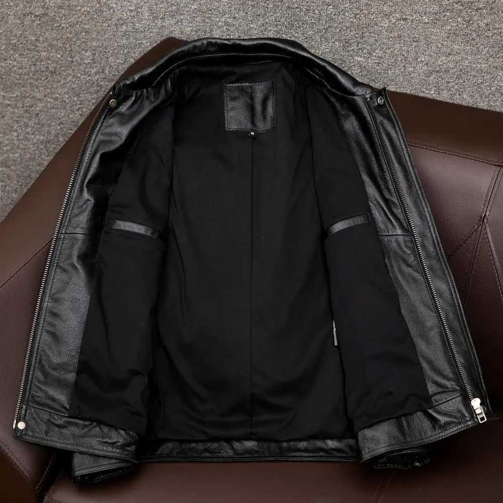 Autumn Winter New Fashion Mens Solid Color Simple Basic Casual Trendy Turndown Collar Long Sleeve Faux Leather Coats Male Tops J251103