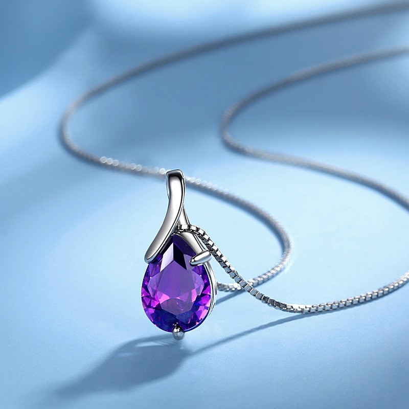 moissanite chain women designer necklace pendant designer jewlery for women luxury jewelry women necklaces designer jewelry Pendant Amethyst Elegant N - view 3
