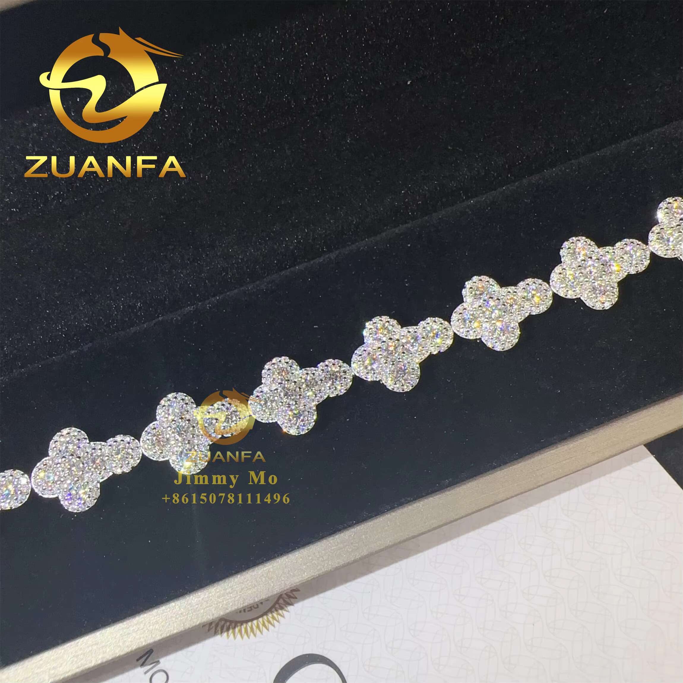 Fashion Pass Diamond Tester New Arrivals 925 Silver Iced Out Hip Hop Jewelry VVS1 Moissanite Diamond Cross Cuban Bracelet Gift