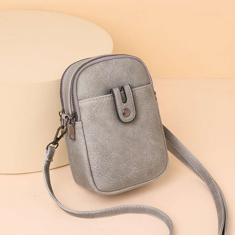 Women's 2025 New Soft Leather Mobile Phone Fashionable, Simple, High end, Single Shoulder Crossover Mini Small Bag for Women