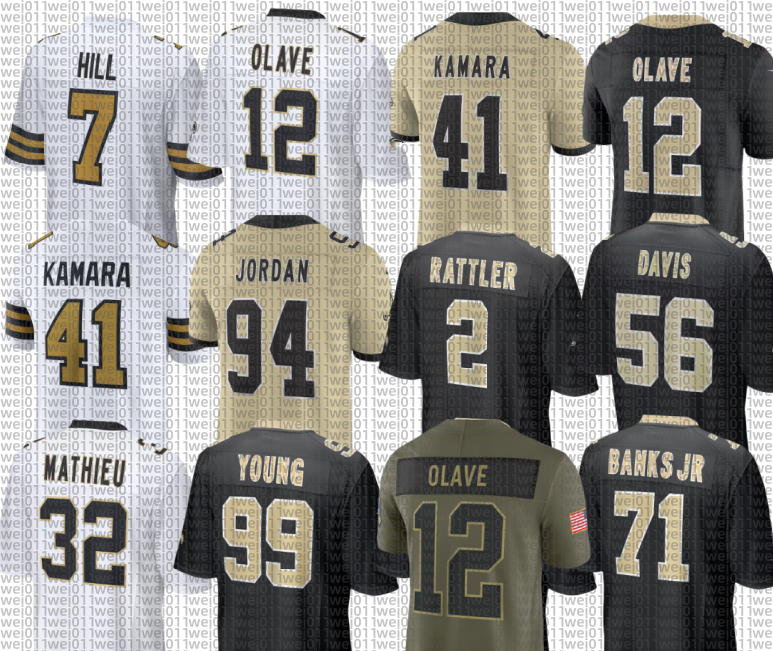 Chris Olave Alvin Kamara Brandin Cooks Cameron Jordan Alontae Taylor Carl Granderson Kool-Aid McKinstry Kendre Miller Kelvin Banks Jr Chase Young Football Jerseys