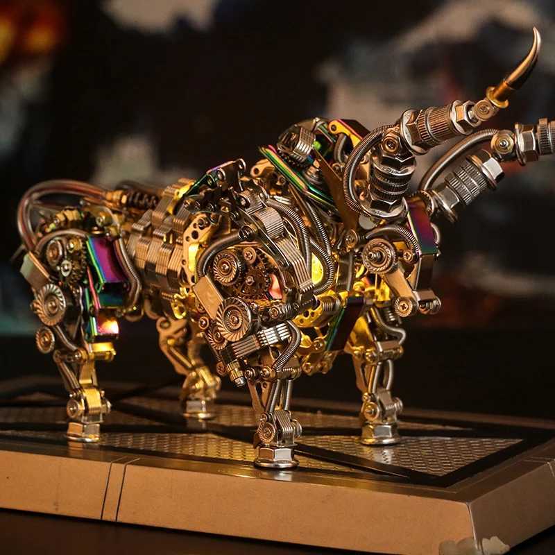 Mechanical animal Bull 3D Metal Puzzle DIY Building Blocks Trendy Handicraft Assembly Model Puzzle toys Birthday Gift for Adult C251104