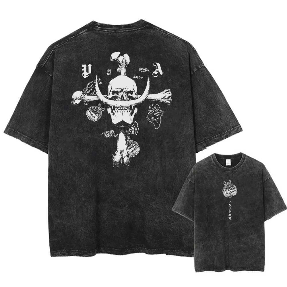2025 Anime One Piece Luffy Laundry T-shirt Mens Printed Cotton T-shirt Short Sleeve T-shirt Oversized Top Fashion Street Clothing Unisex W250403