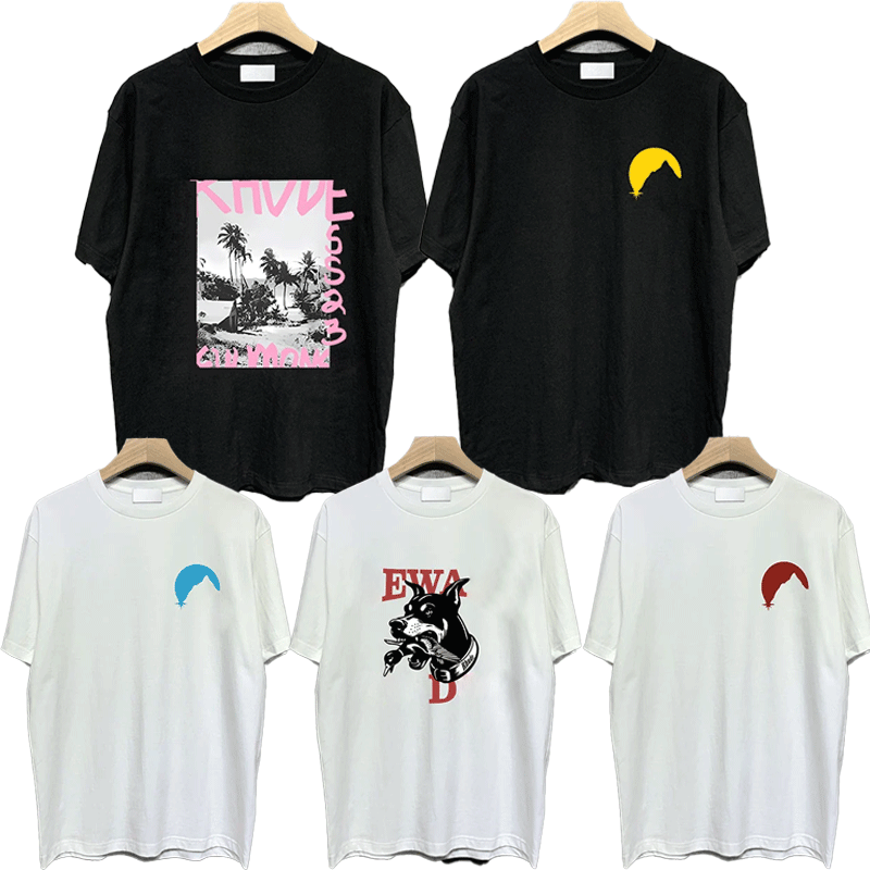 100% pure cotton short sleeve trendy designer style heavyweight american street print short sleeve