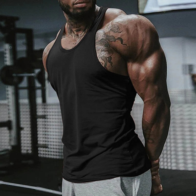 Europe and the United States summer leisure sports training vest mens solid color large size sleeveless vest 250402