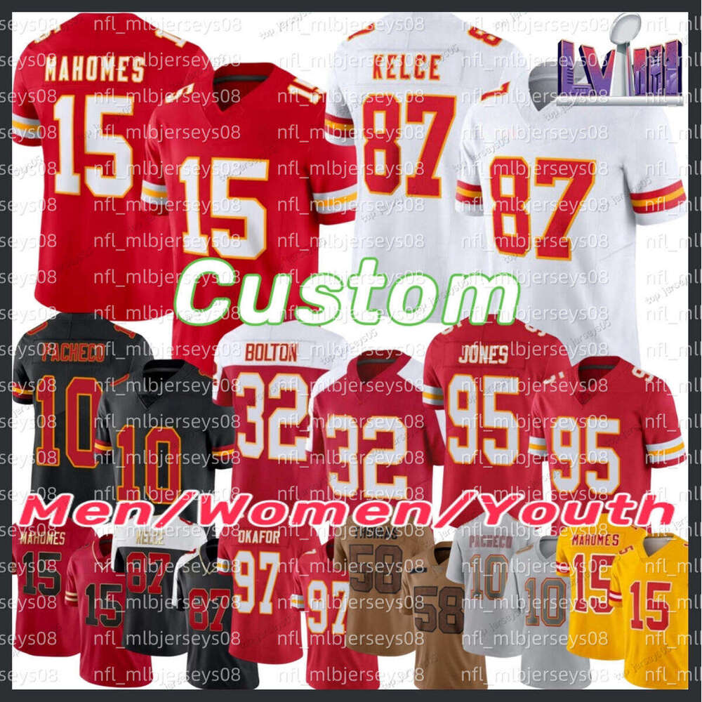 NFL Chiefs Jersey Patrick Mahomes Travis Kelce Isiah Pacheco Leo 7 Harrison Butker Chris Jones Trent McDuffie Steele Chamarri Conner Karlaftis Humphrey Football