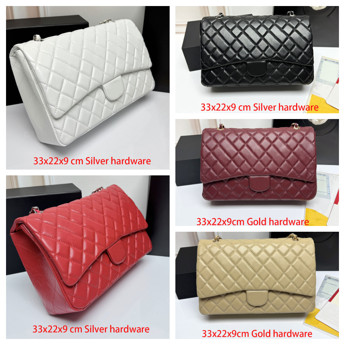 Extra-Large Capacity Classic Handbag Designer Shoulder Bag Women's Luxury Double-Layer Flap Bag 33CM Lambskin Chain Bag Hobo Bag Underarm Bag Large Crossbody Bag