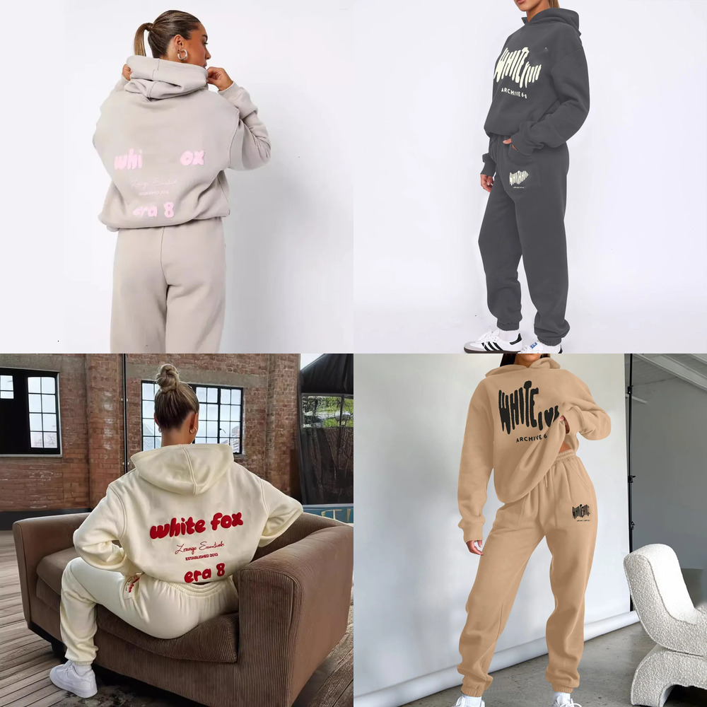 Designer Mens Tracksuits Womens Hoodies Sets Spring Fleeced Letters Printing Loose Hooded Two Piece Sweatpants Jogger Pants Set Sweatsuit Sport Black3-96