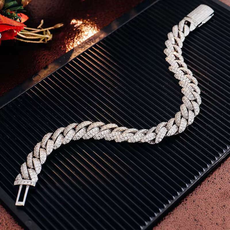 Miami 7-9 Inches Dia Chains Cuban k Moissanite Chain Iced Out Jewelry Bracelet Men