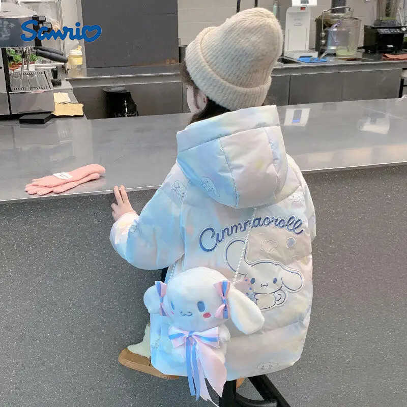 Sanrio Hot Cinnamoroll Kids Cartoon Cotton Coat Girls Kawaii Leisure Outdoor Jacket Thick Warm Winter Clothes Girls Gift New H251104