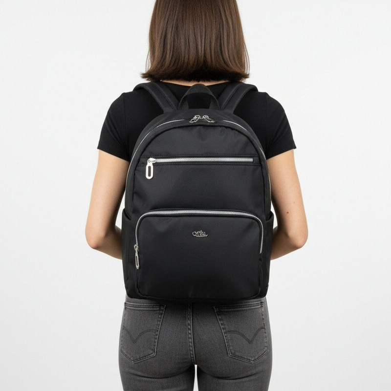 Women's Commuter Backpack, Minimalist & Lightweight, Water-Resistant Nylon Bag, Customizable Colors, Multi-Pocket Daily Travel Backpack- DH014