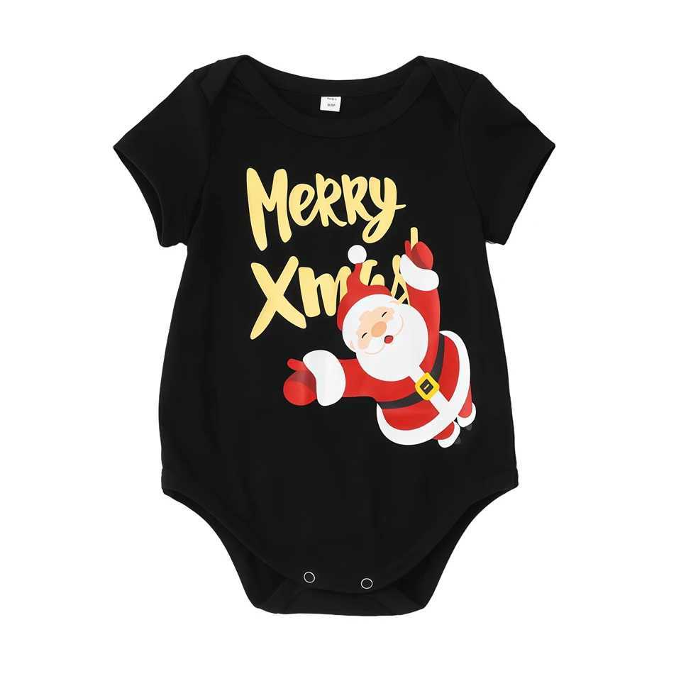 Cotton Letter Santa Claus Print Short Sleeve T-shirtPlaid Pants Christmas Whole Family Matching Pajama Sets Sibling Couples Pjs Y251104