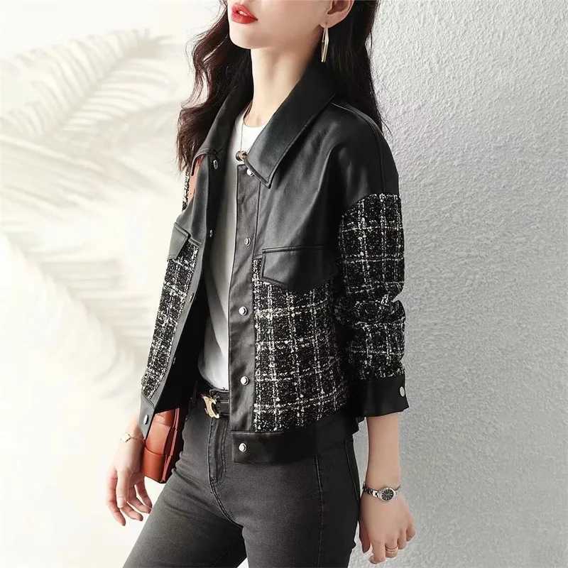 Womens Leather Jacket 2025 Autumn Winter Xiaoxiangfeng Female Motorcycle PU Leather Jackets Loose Korean Lady Leather Coat J251103