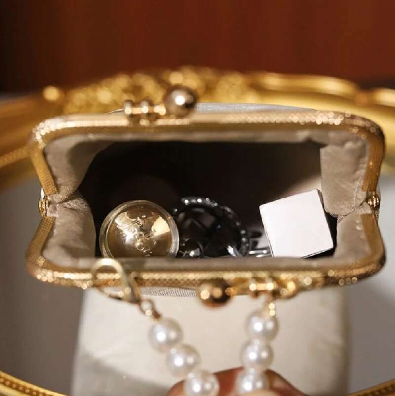 Bamboo Knot Banquet Handbag Chain Bar Metal Buckle Embroidered Pearl Bag crochet bag embroidery gifts