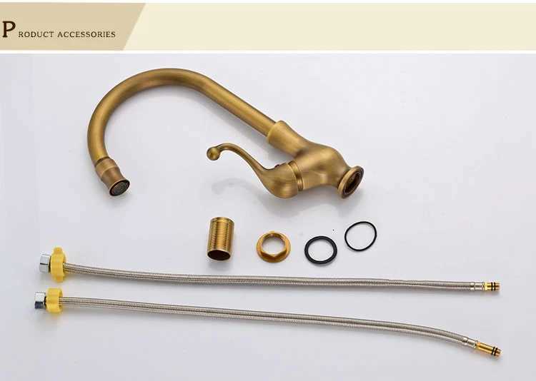 Antique Brass Kitchen Faucet Bronze Single Handle Hot and Cold Water Kitchen Sink Taps Basin Mixer Y251104