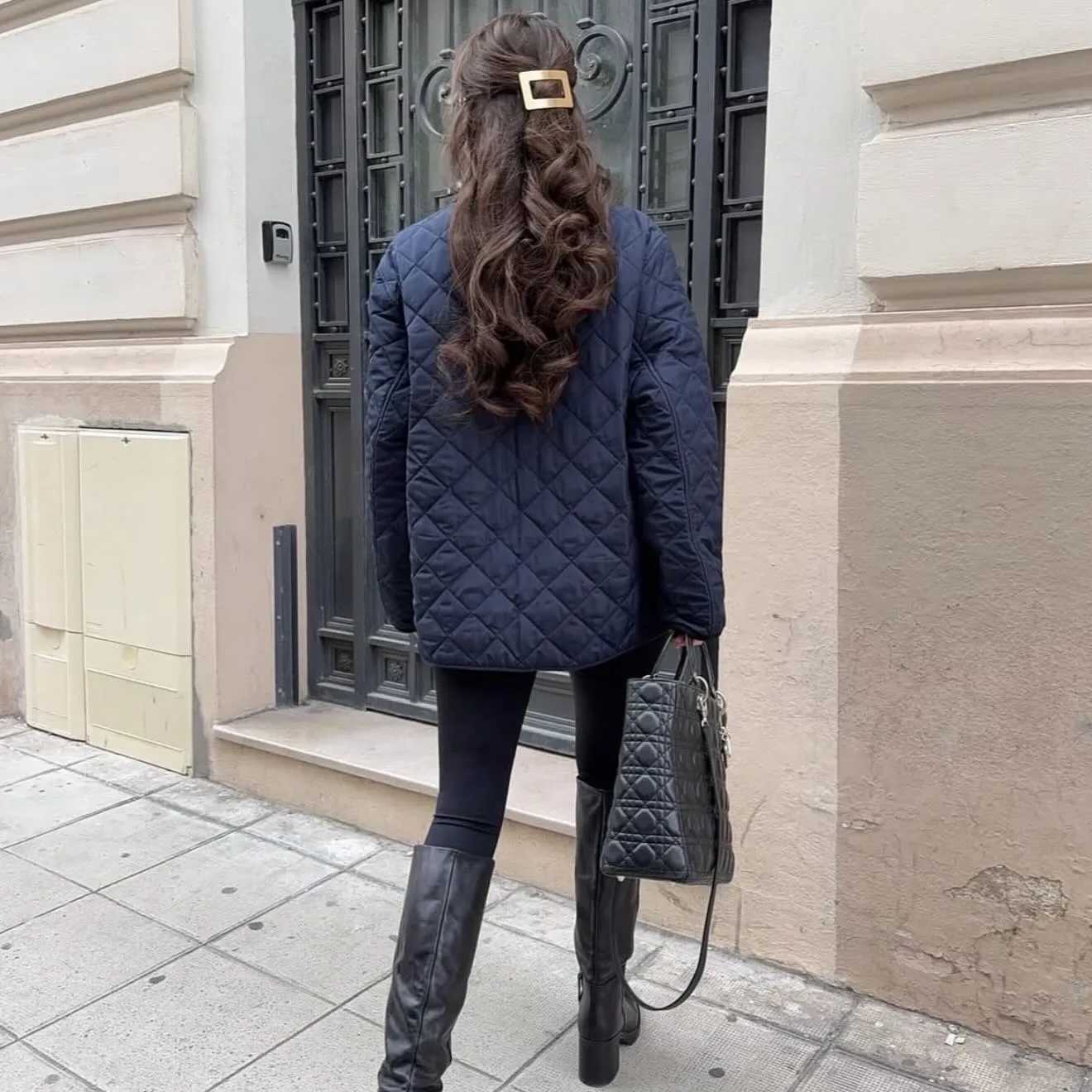 womens clothing 2025 new collar contrast color lapel long sleeve straight cotton jacket coat retro loose versatile J251104