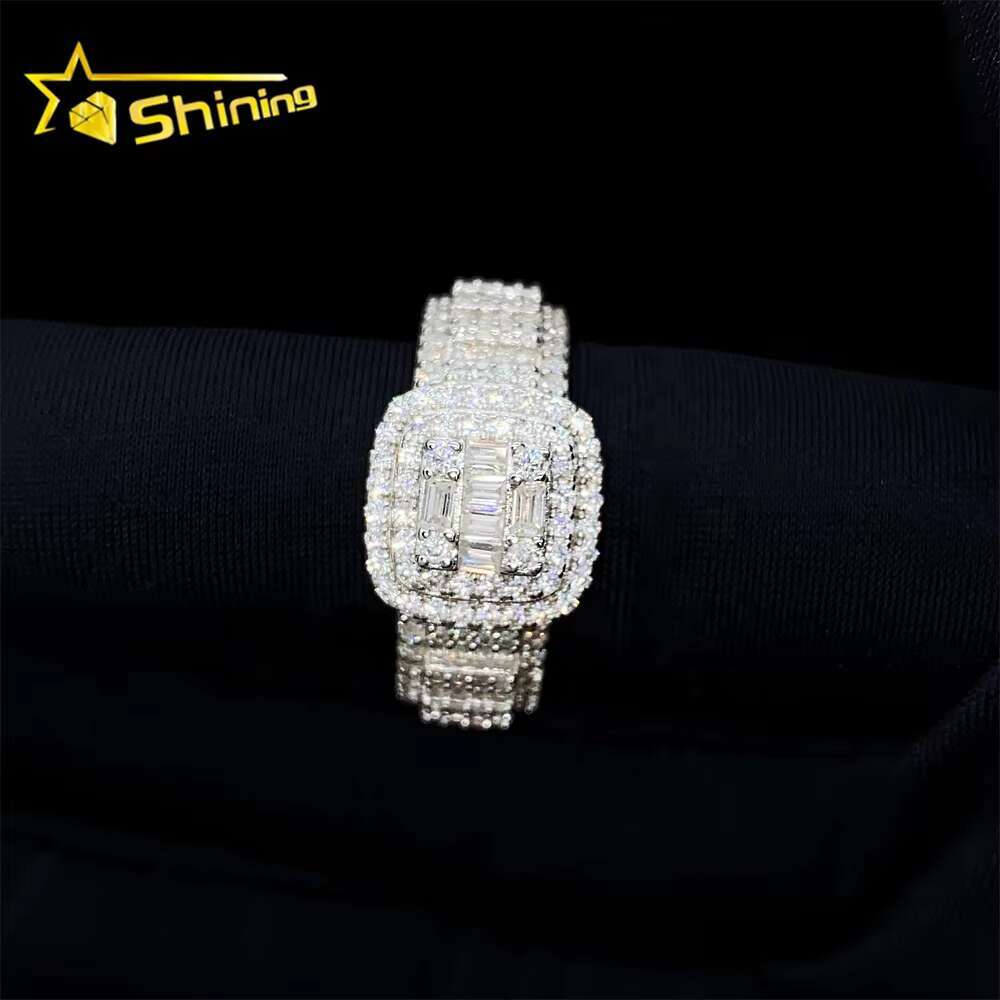 Hip Hop Fashion Ring Silver 925 Vvs Moissanite Iced Out Lab Diamond Jewelry Ring