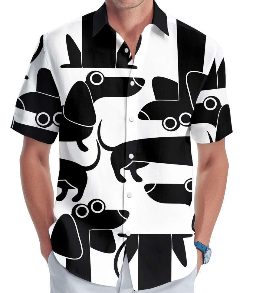 Summer plus size men's digital printed short sleeved shirt source manufacturer 2025 new casual versatile fashion clothing