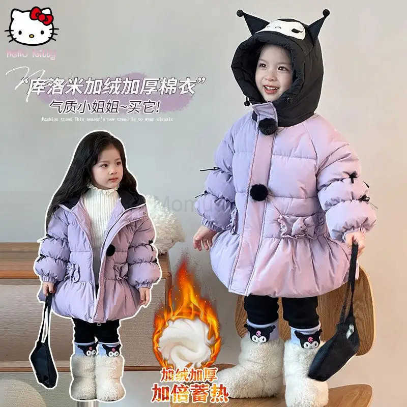 Sanrio Girls Down Cotton Jacket Kuromi Cotton Coat Winter Jacket Thickened New Keep Warm Winter Style Childrens Princess Style H251104