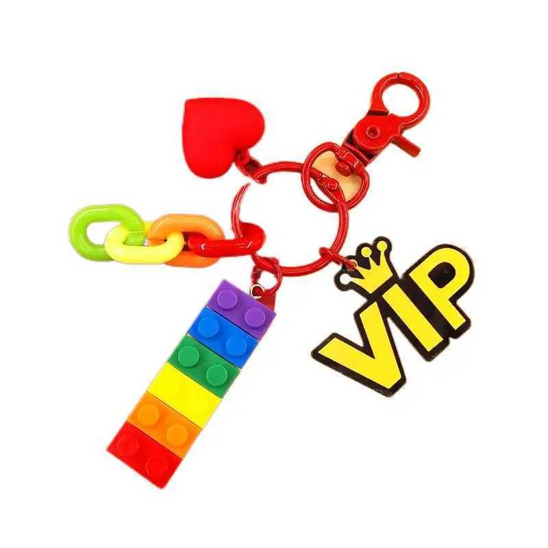 Cute Rainbow Building Block Toy Brick Heart Resin Charms Pendant for Earring Keychain Decoration Fashion Jewelry AccessoriesW251103
