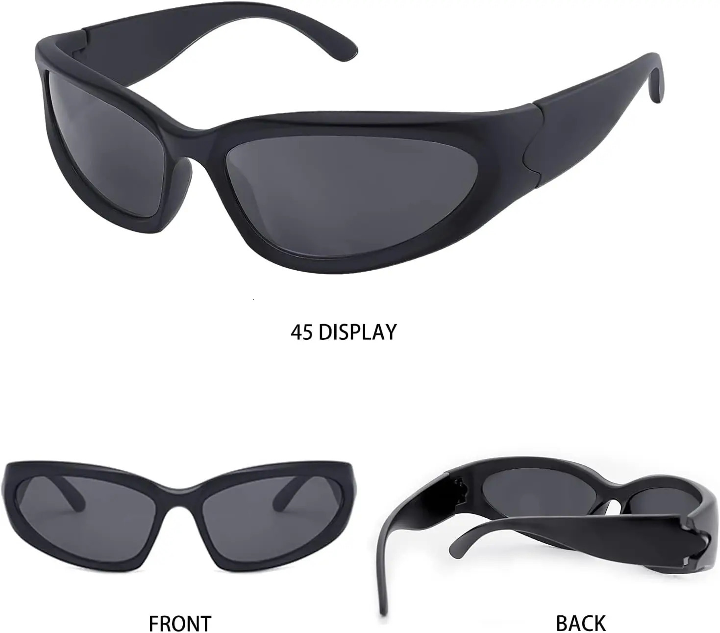 Y2K Wrap Around Sunglasses Fashion Rave Metallic Chrome Space Alien Glasses Futuristic Shades Sports for Women Men 251029