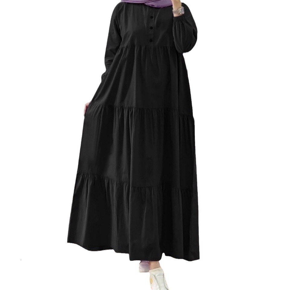 ZANZEA Muslim Headscarf Series Long Dress for Womens Casual Loose Long Puff Sleeves Abaya Robe Autumn Islamic O-neck Vistildos 241111