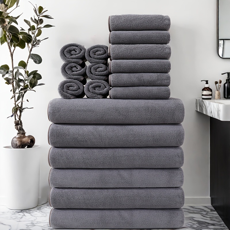 18-piece Set Bath Towel Square Towels Absorbent Soft Coral Fleece Bath Towels Face Washing Bathing Bath Towels Bathroom Towels 240730