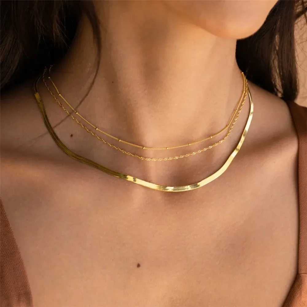 EUEAVAN 1pc Stainless Steel Chain Necklace for Women Basic Gold Color Paperclip Link Cuban Twisted Snake Chain Fashion JewelryXJ251104