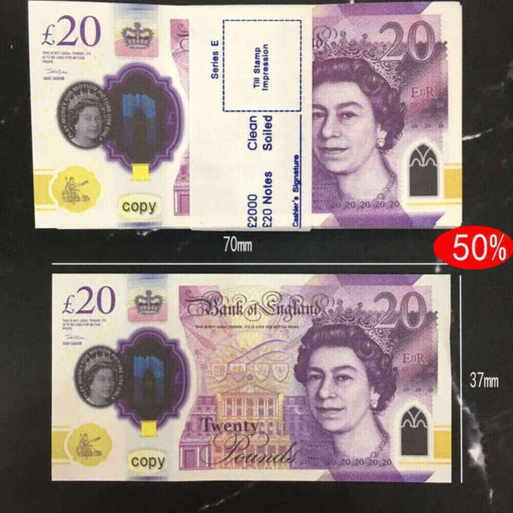 Copy Fake Uk Money Best 3A High Guality Plastic Printed Toys Pounds Notes GBP British 10 20 50 Prop Money Realistic Usd Cad AUD Bank Euro Dollars Customized QC A001