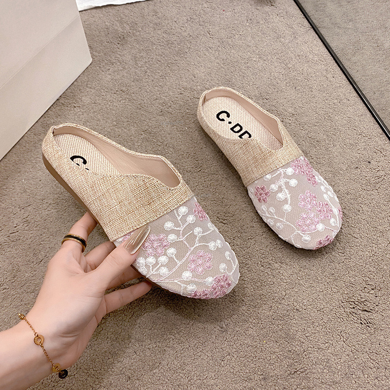 New Designer Sandals With Free Shipping Fishermen's Shoes With Toe Caps And Half Slippers For Women's Summer Outdoor Wear Linen One Foot Off