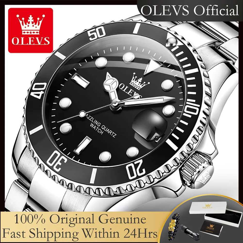 OLEVS Top Original Quartz Watch for Men Diving Series Stainles Steel Waterproof Man Watch Fashion Luxury Brand Mens WristwatchT251104