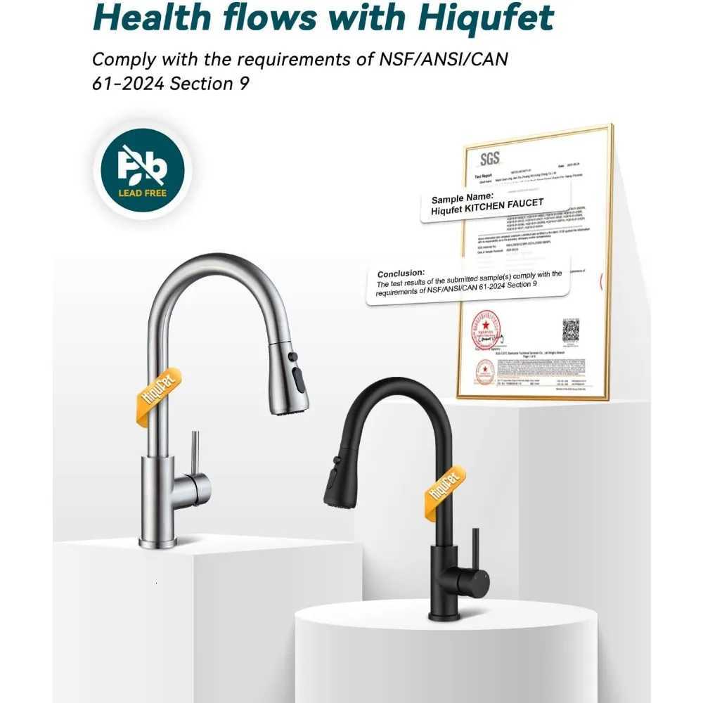 High Arc Single Handle Kitchen Sink Faucet with Pl-Down Sprayer Bed Nickel Finish Pot Filler Included Stainless Steel C Y251104