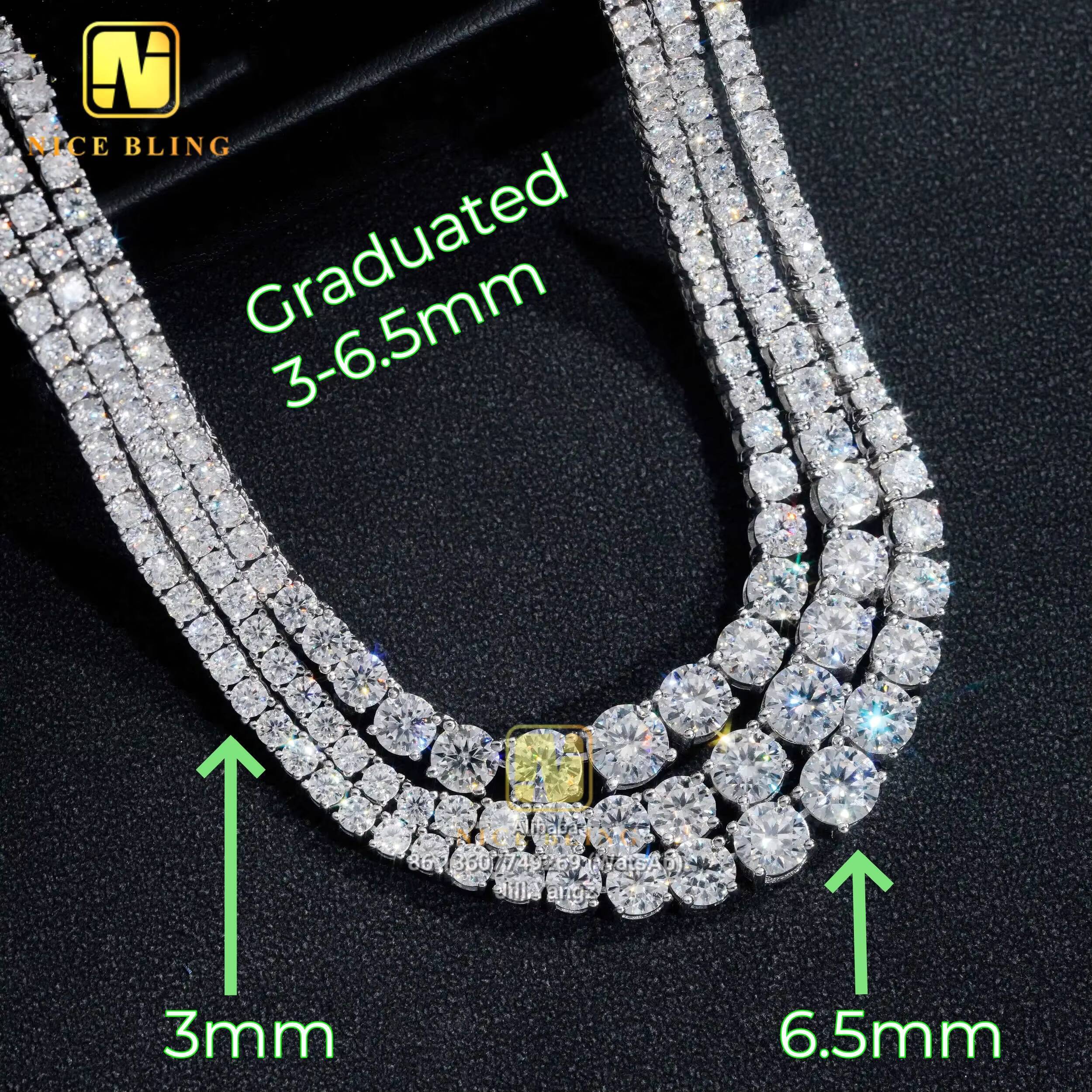 New Model Fancy Shape Tennis Chain Collection Heart Pear Graduated 925 Silver Moissanite Tennis Necklace for Women Girlfriend
