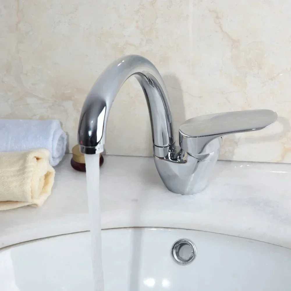 Stainless Steel Sink Faucet Hot and Cold Mixing Tap Kitchen Faucets Household Single Handle Rotation WashBasin Tap Deck Mounted Y251104