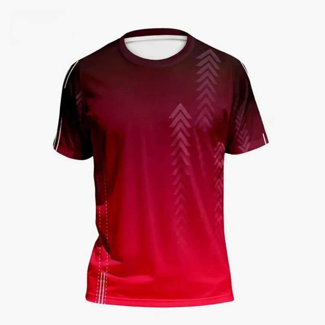2025 Summer Mens Sports T-shirt Fast Drying High 3D Gradient Short Sleeve T-shirt Outdoor Training Basketball Running W250403