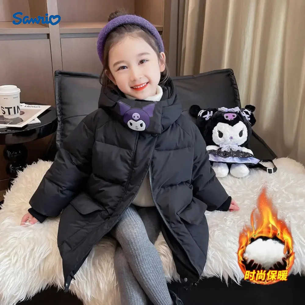 Sanrio New Kawaii Kuromi Children Down Cotton Padded Jacket Coat Cute Thicken Warm Winter Clothes Cotton Coat Kids Cartoon Tops Gift H251104