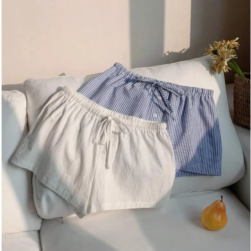 Elegant beach party club shorts fashionable womens striped 2025 summer brushed pocket casual loose wide leg pants 250401