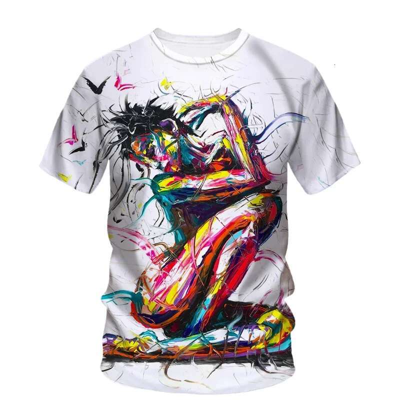 Funny Graffiti 3D Men T Shirts Originality Painting Art Graphic Print Short Sleeve Tops Fashion Casual O-neck Personality Tees