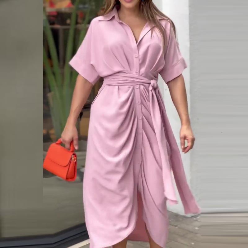 2023 Summer New Dress Commuter Fashion Forge Face Long Dress Shirt Dress Womens Dress