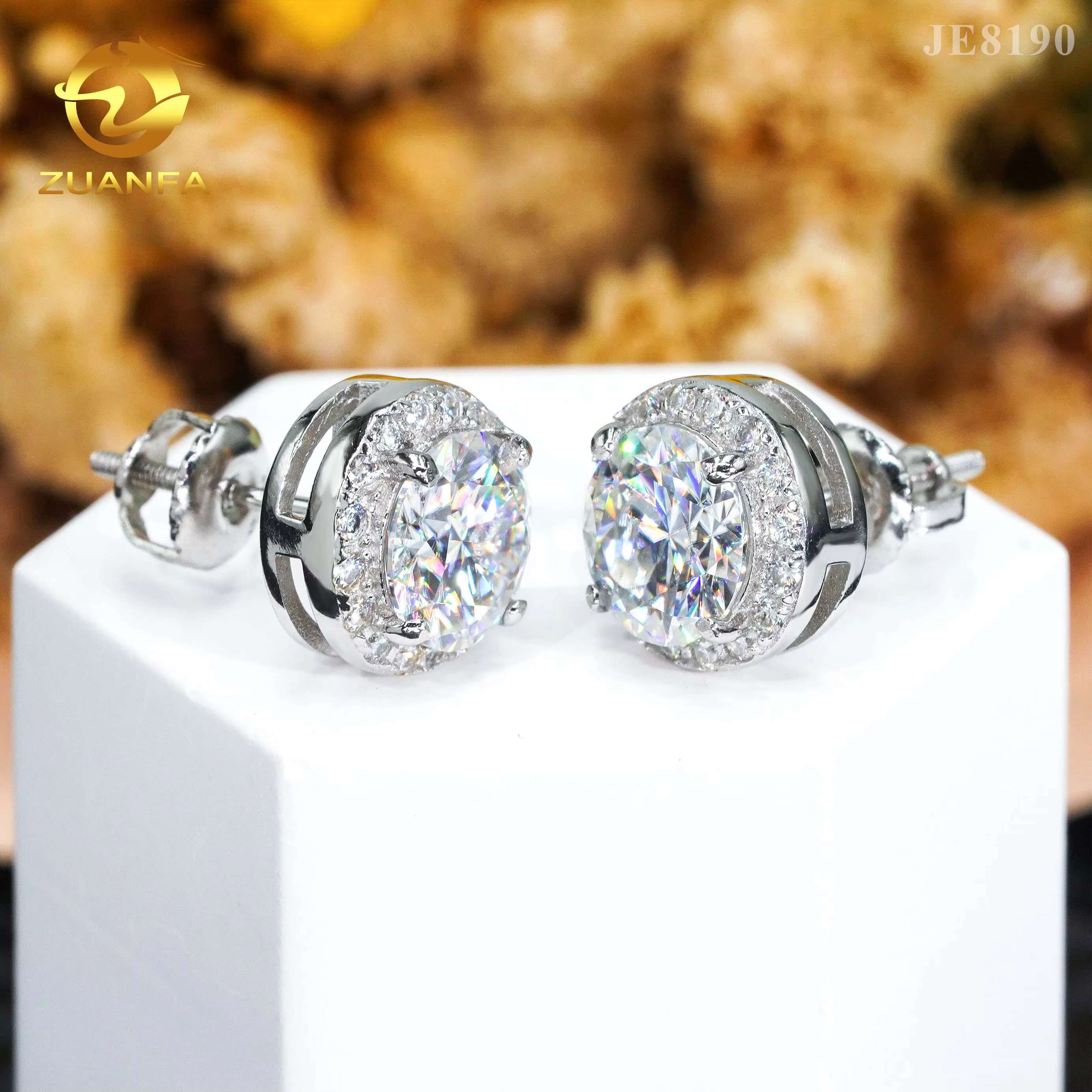 Pass diamond tester s925 sterling silver gold plated shining earring studs screw back women men vvs moissanite earring stud