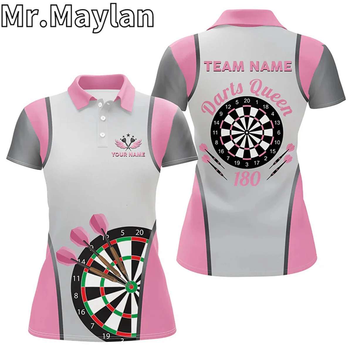 Personalized Lighing Thunder Dartboard Green 3D Polo Shirts Women Custom Darts Team Jerseys Gift For Dart Lovers