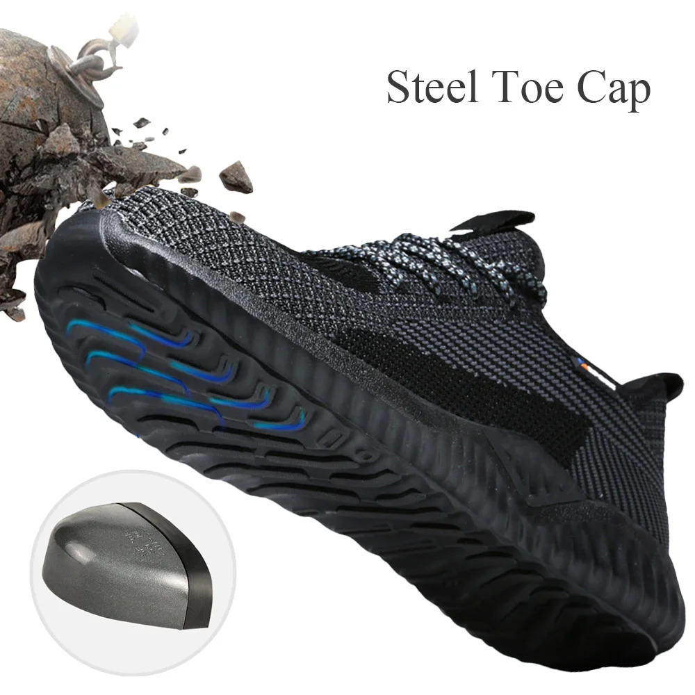 Breathable Safety Shoes Mens Work Boots Steel Toe Cap Puncture-Proof Indestructible Security Shoes Light Comfortable Sneakers 251104