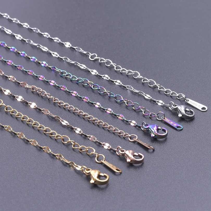 10pcs/Lot Lips Chains Rose Gold/Rainbow/Silver/Gold Color 405cm Stainless Steel Chain Necklaces For Women Girl DIY AccessoriesXJ251104